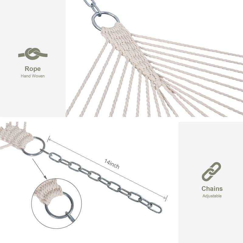 Rope Hammock with 13.5ft Wooden Stand and Removable Pad