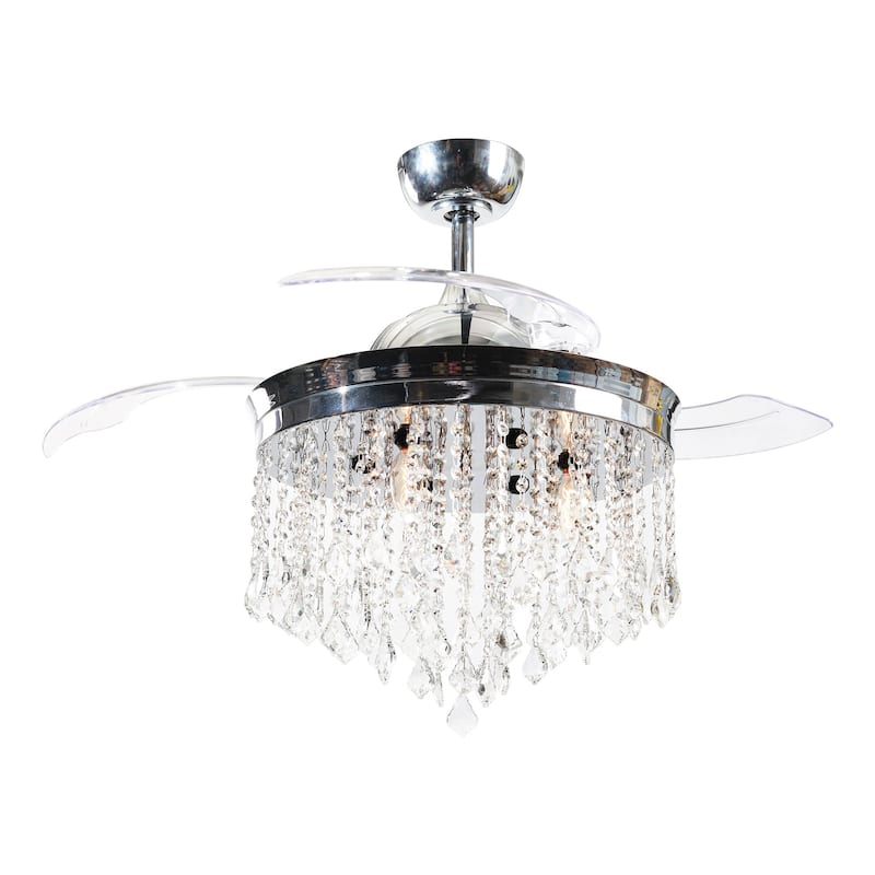 Silver Orchid Shearer 3-blade 42-inch Chrome/Crystal Ceiling Fan Chandelier