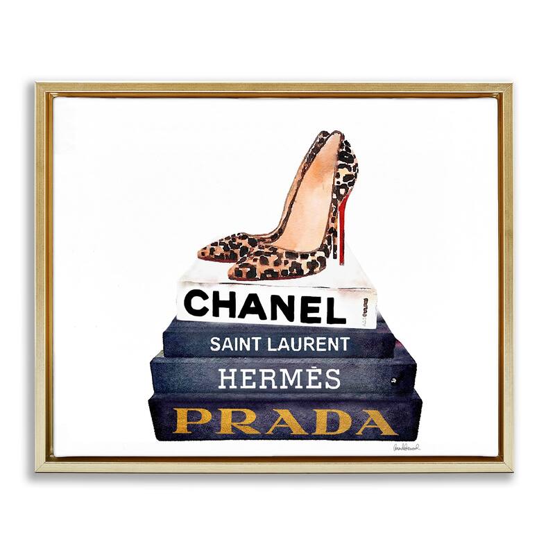 Stupell Glam Fashion Book Set Leopard Pumps Heels Floater Frame - Multi-Color