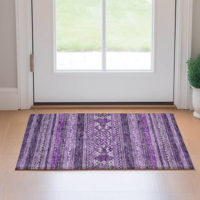 Premium Washable Super Soft Boho Stripe Mayfield Rug - Purple - 1' 8" x 2' 6" - Rectangle