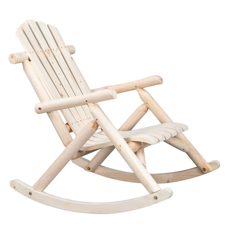 Karlhome Outdoor Fir Rocking Chair, Wood Rustic Adirondack Chair