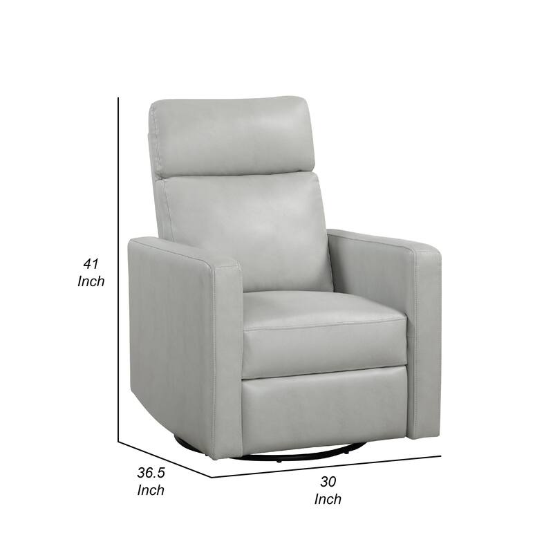 Yujo Recliner Chair, Manual, 30 Inch, Gray Faux Leather, 360 Swivel