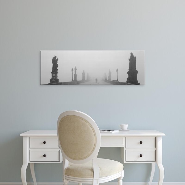 Easy Art Prints Panoramic Image 'Statues and lampposts on a bridge, Charles Bridge, Prague, Czech Republic' Canvas Art