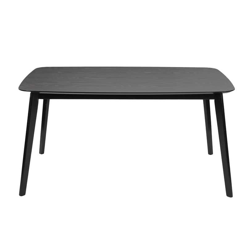Mid-Century Modern Dining Table with Faux Wood Top & Rubberwood Legs, 59" Retro Kitchen Table