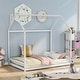 preview thumbnail 2 of 7, Solid Pine Wood Full Size Floor House Bed Play House Bed, White