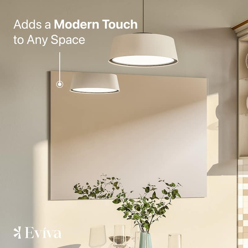 Eviva Sleek 42" x 30" Rectangular Modern Frameless Mirror - Clear