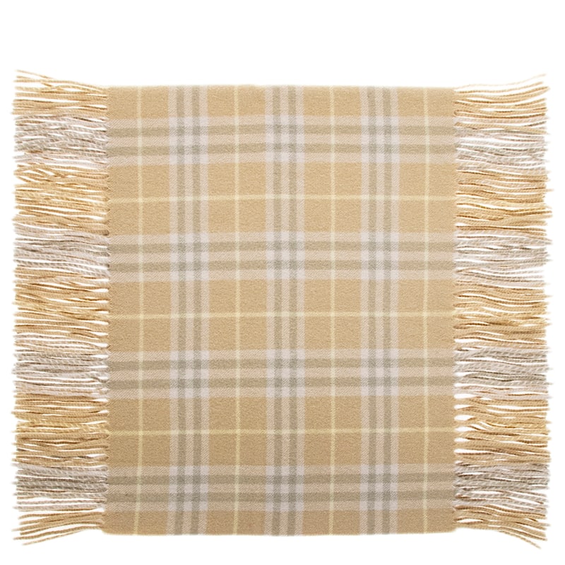 Burberry Cashmere Check Fringe Scarf