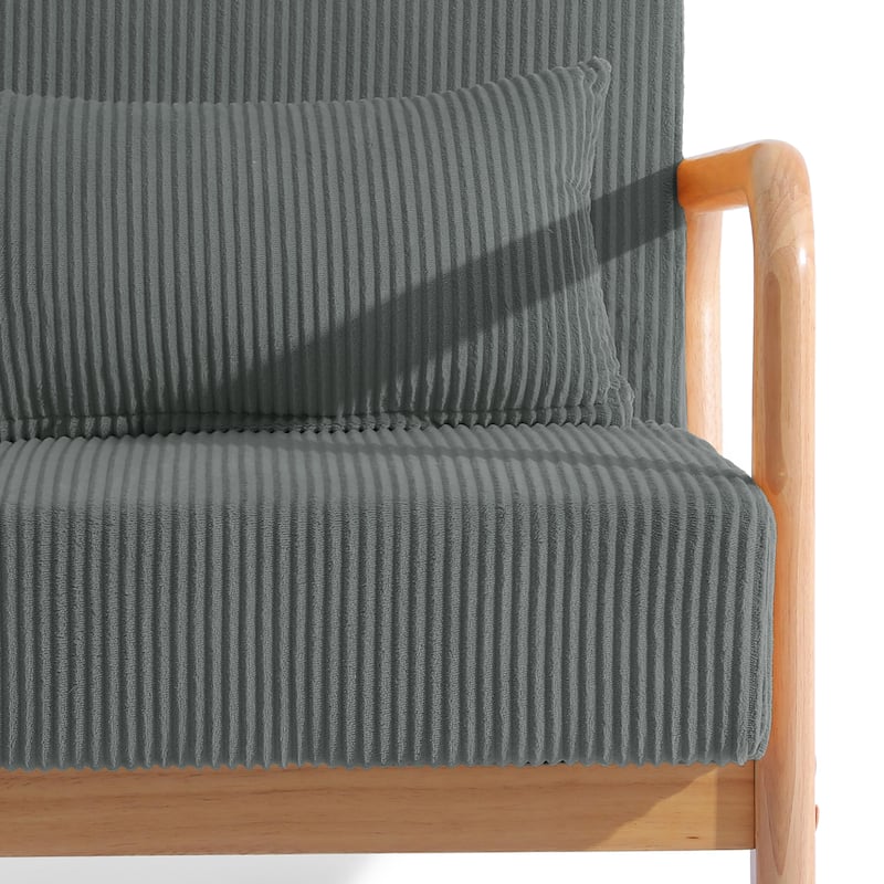 25" W Mid Century Upholstered Wood Accent Chair with Pillow set of 2
