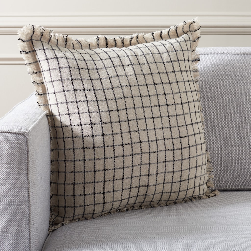 SAFAVIEH Home Raie 20-inch Natural/Black Decorative Pillow