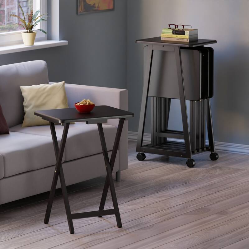 5-Pc Snack Table Set, Coffee Finish - 34" x 22.5" x 9.5"