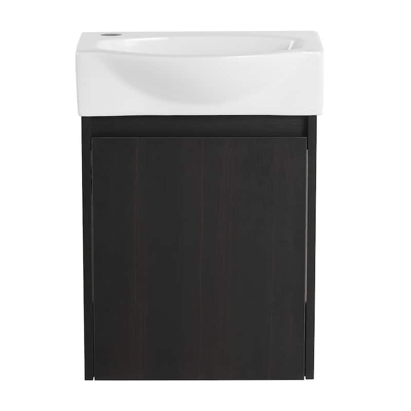 16 in. W Single Sink Freestanding Bath Vanity with White Resin Top