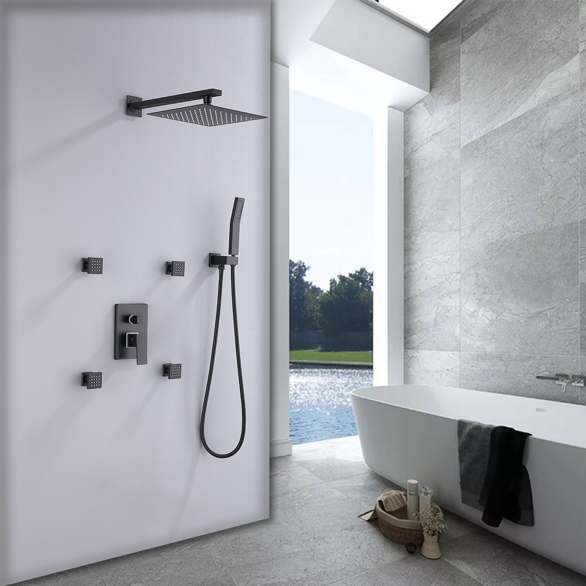 Pressure Balanced Rain Shower System Wall Mount Rain Shower Head