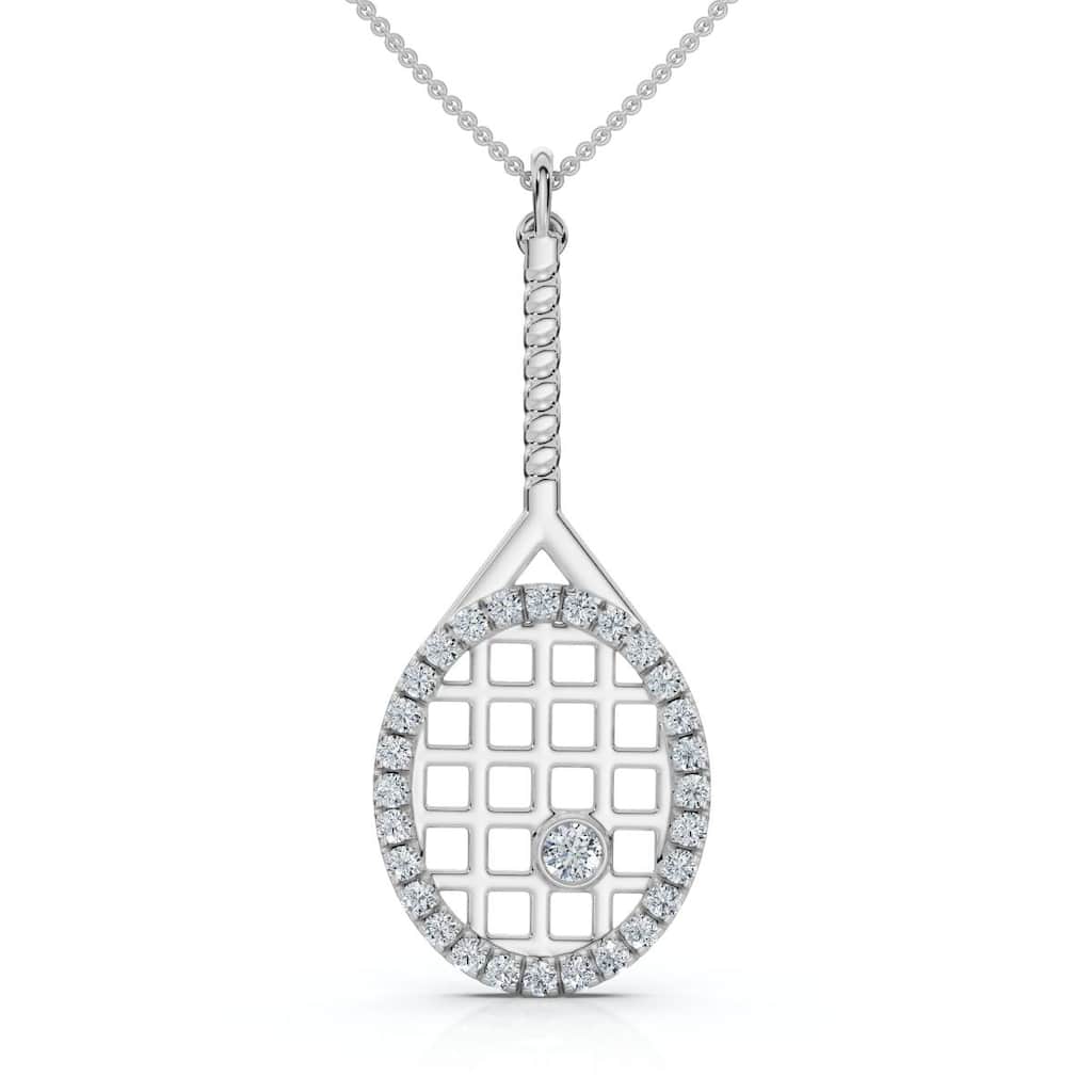 Bliss Diamond 1/4Ct Diamond Pavé Tennis Racket Pendant Necklace Gold Lab Grown