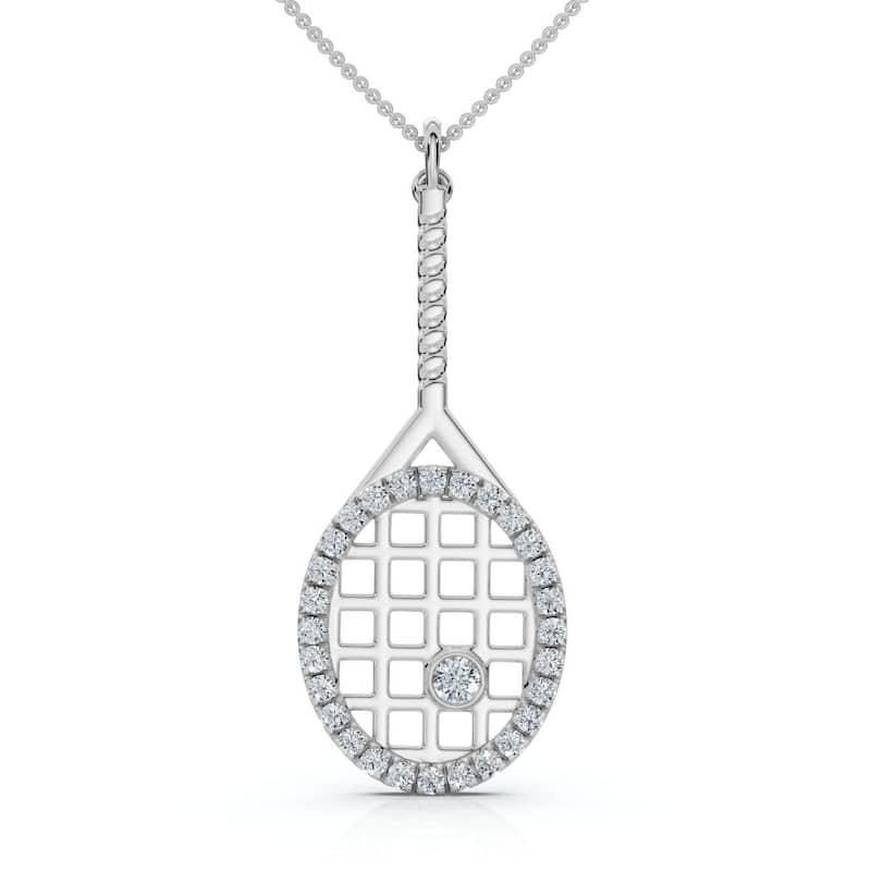 Bliss Diamond 1/4Ct Diamond Pavé Tennis Racket Pendant Necklace Gold Lab Grown