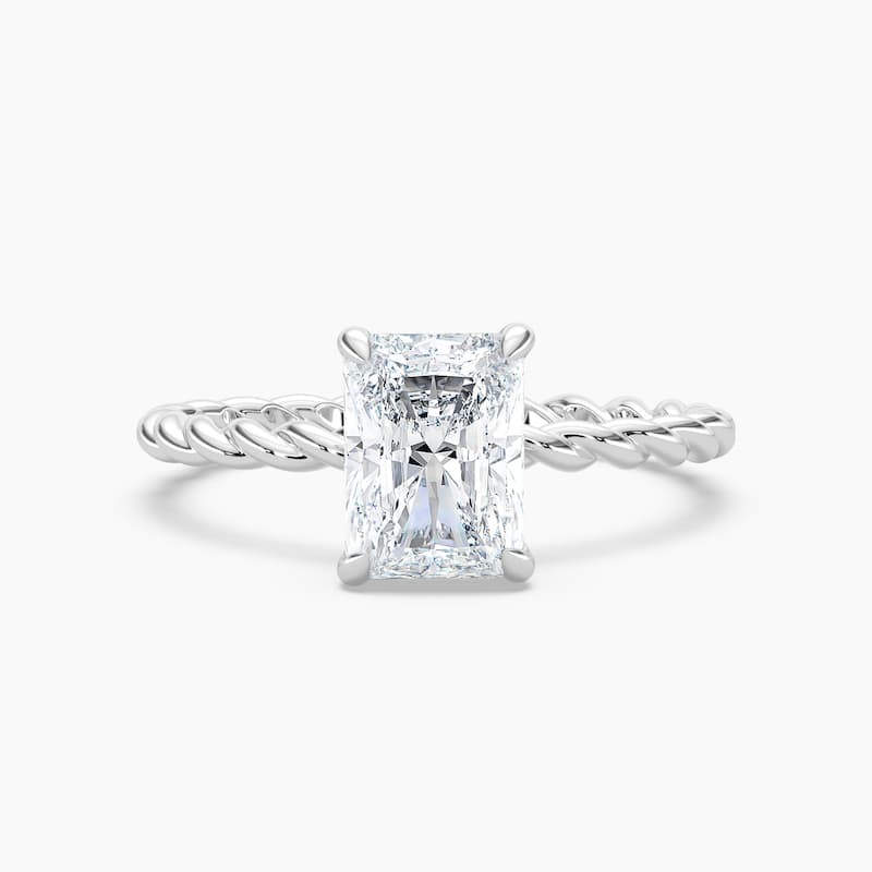 Auriya 14K Gold Lab Grown Diamond Radiant Cut Twisted Hidden Halo Engagement Ring 1.04 - 5.04ct. tw. (F-G, VS) - 3.00 carats - 6 - White