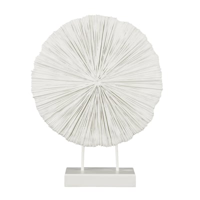 Resin Coral Textured Round Decorative Sculpture with Elevated Stand - Cream - Roche River Decor
