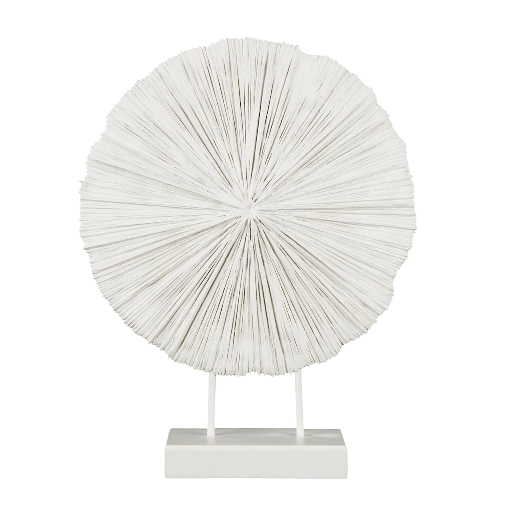 Resin Coral Textured Round Decorative Sculpture with Elevated Stand - Cream - Roche River Decor
