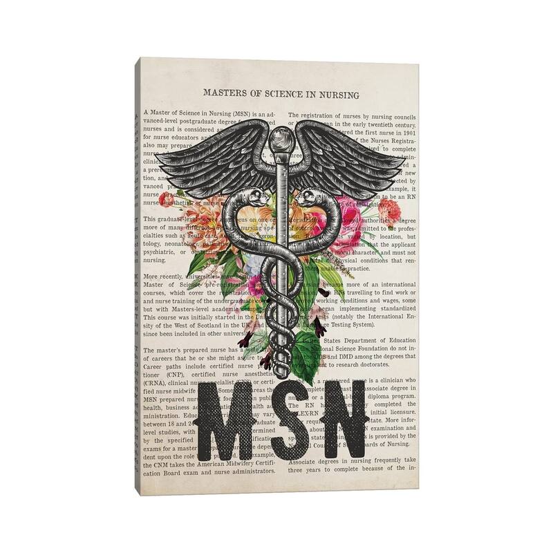 iCanvas "MSN, Masters of Science in Nursing with Flowers Print" by Aged Pixel Canvas Print