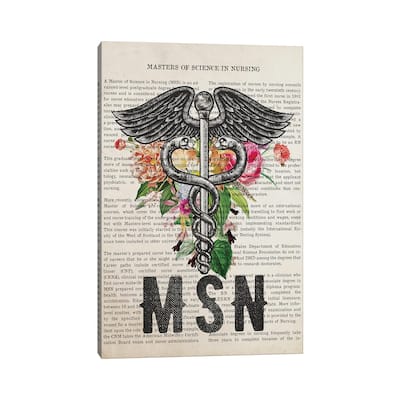iCanvas "MSN, Masters of Science in Nursing with Flowers Print" by Aged Pixel Canvas Print