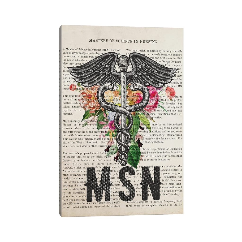 iCanvas "MSN, Masters of Science in Nursing with Flowers Print" by Aged Pixel Canvas Print