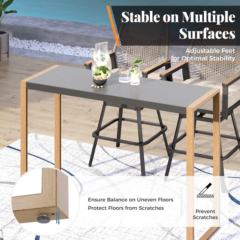 Outdoor Patio 3-piece Bar Counter Height Stool Bistro Set with Table for Backyard, Deck, Porch