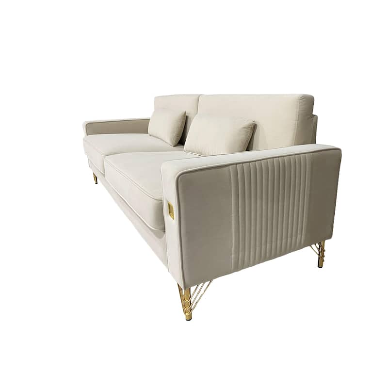 Velvet 3-seater Sofa with Gold Accents