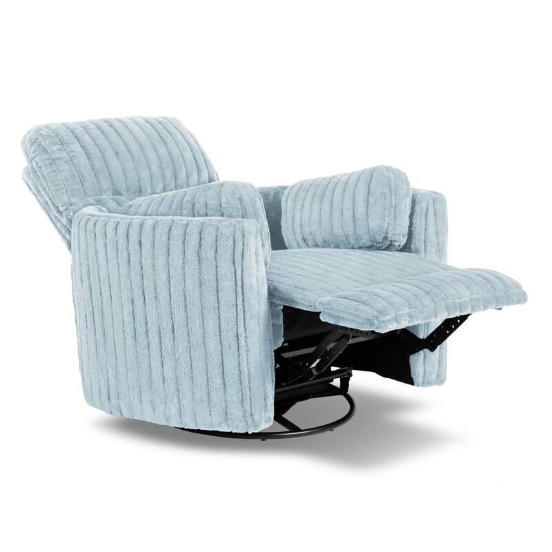 Furniture of America Jorvien Modern Chenille Power Swivel Glider Recliner with Pillows