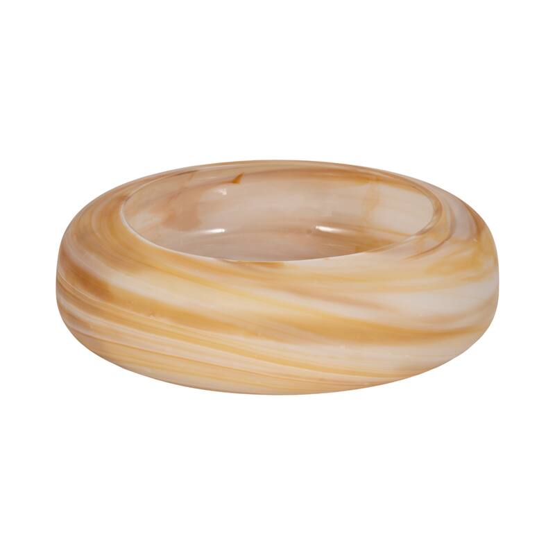 Round Glass Decorative Bowl with Swirl Pattern - 19", Orange - 19.0"