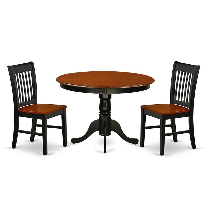 Round Dining Set 3 Piece - Kitchen Table with 2 Chairs - Modern Design - Compact Space Friendly - Homestock