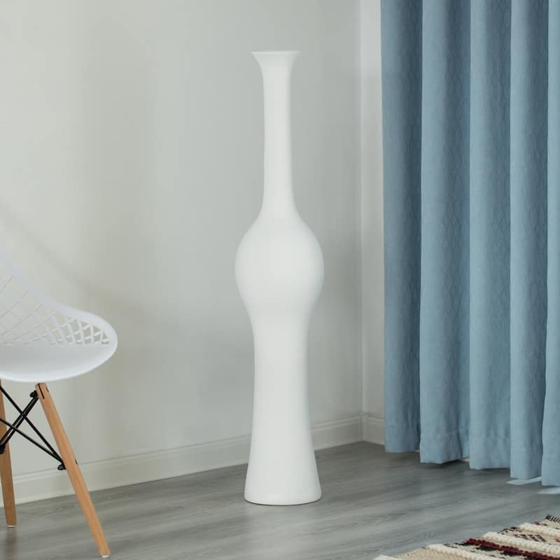 Unique Style 58.75 inch Tall Floor Vase for Entryway, Dining, or Living Room Decor, Elegant White Ceramic Tall Vase with Design