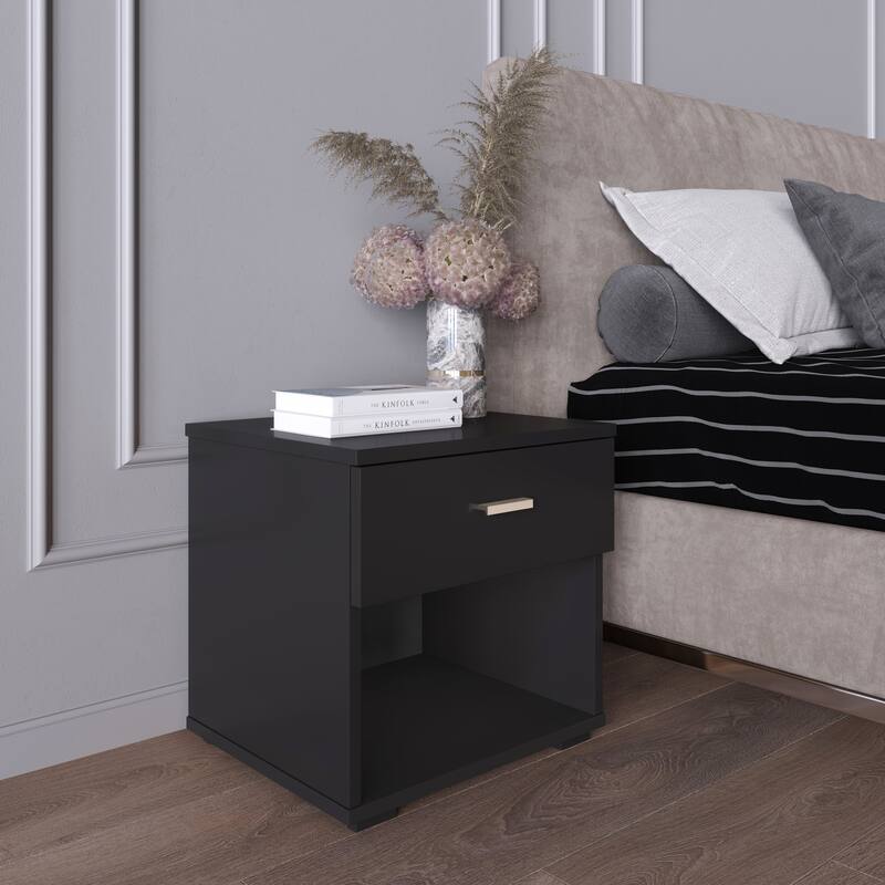 Boyd Sleep Novara 1-Drawer Low Profile Nightstand - Black