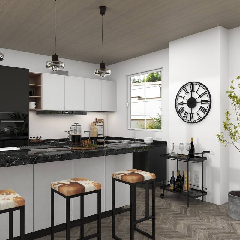 Black Metal Open Cutout Frame Decorative Wall Clock