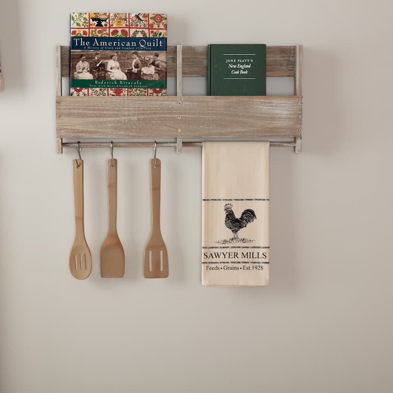 Sawyer Mill Charcoal Poultry Muslin Unbleached Natural Tea Towel 19x28 - Tea Towel 28x19 - Single - Tea Towel 28x19 - Antique Creme/Asphalt