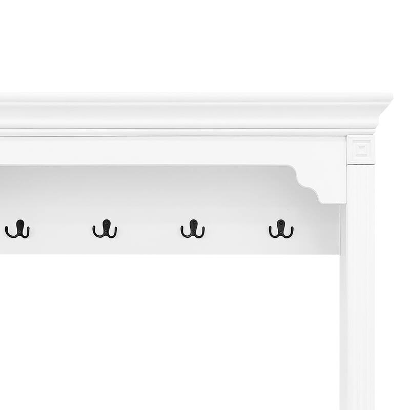 54.7" Hall Tree with Mirror Shoe Storage Flip Drawers Hooks and Cabinets - 54.7" D x 10.4" W x 81.3" H