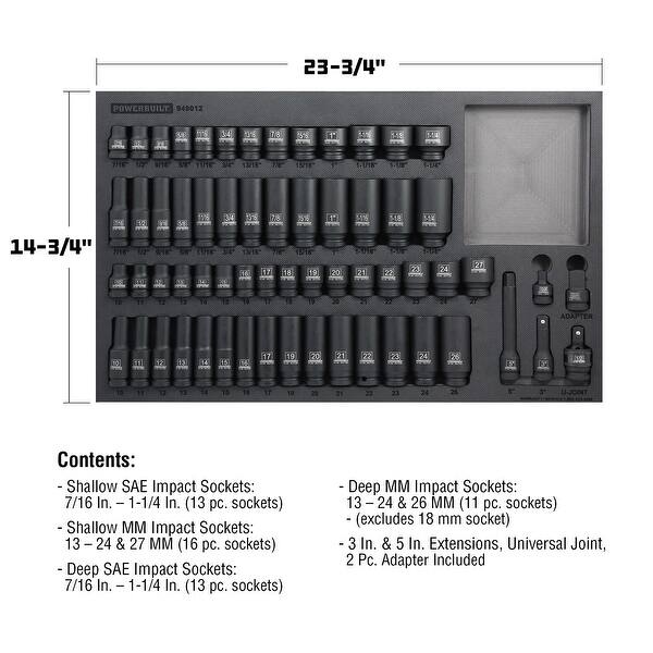 Powerbuilt 63 Piece Pro Tech 1 2 Inch Drive Master Impact Socket Set On Sale Overstock Powerbuilt 63 Piece Pro Tech 1 2 Inch Drive Master Impact Socket Set On Sale Overstock