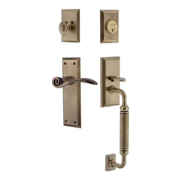 Nostalgic Warehouse NYKSWN_ESET_234_CG_RH New York Right Handed Sectional Single Cylinder Keyed Entry Handleset with C Grip and