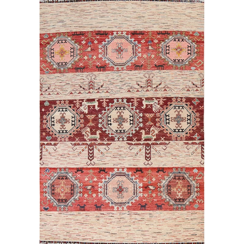 Tribal Geometric Kazak Oriental Home Decor Area Rug Wool Hand-knotted - 6'4" x 9'8"