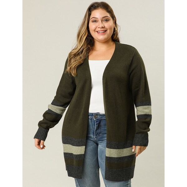 plus size striped cardigan