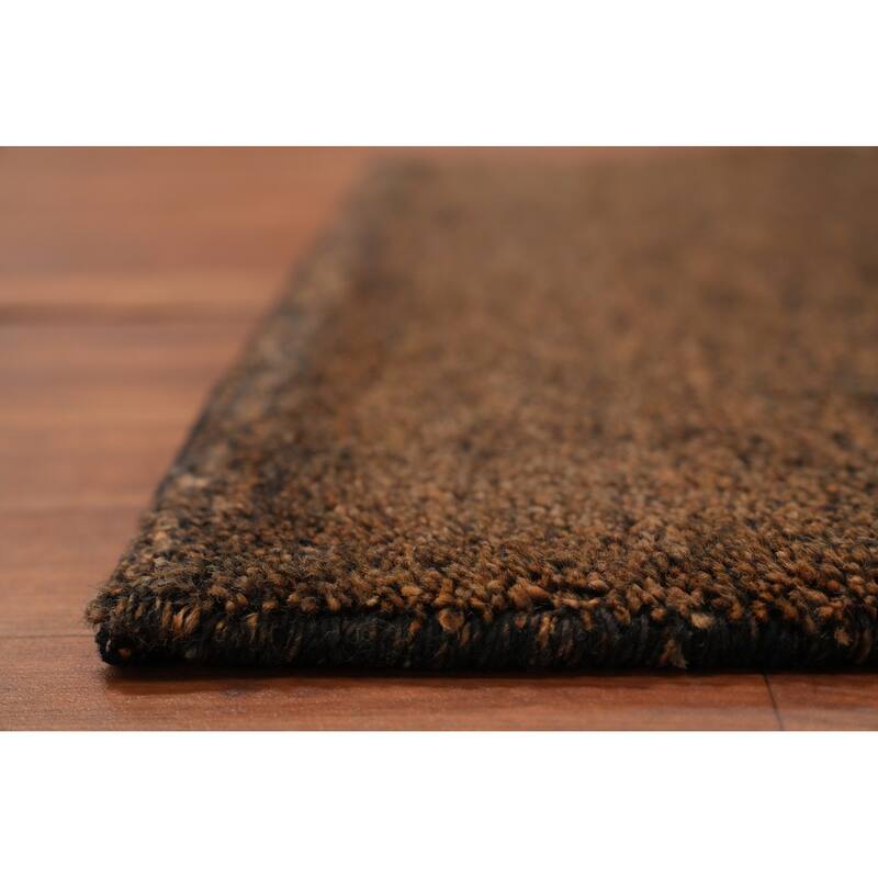 Hand Knotted Oriental 100% Wool Carpet Modern Solid Brown Gabbeh Runner Rug - 4' 6'' X 2' 5''