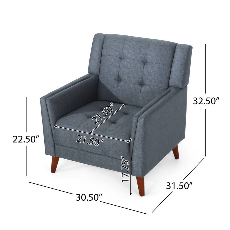 Roomfitters Tufted Wingback Accent Chair with Tapered Wood Legs, Upholstered Lounge Armchair for Living Room