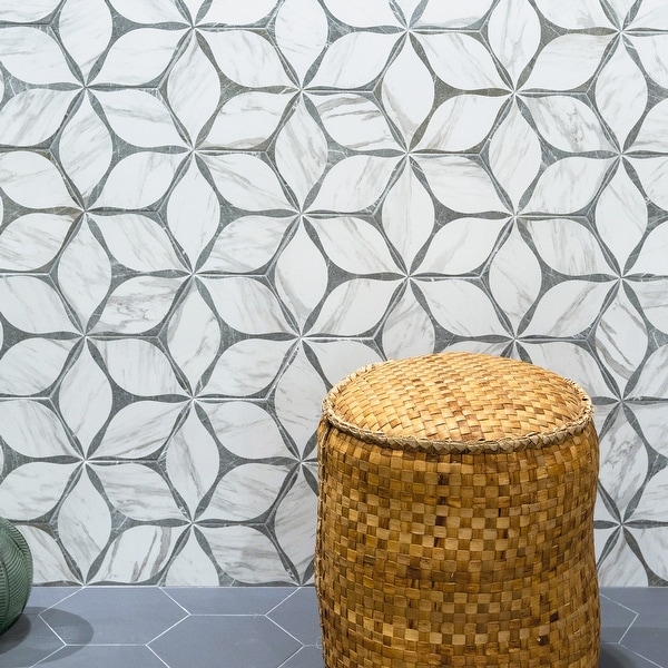 TileGen. Corola 8" x 9" Porcelain Patterned in Grey Wall & Floor Tile (24 tiles/9.05 sqft.)