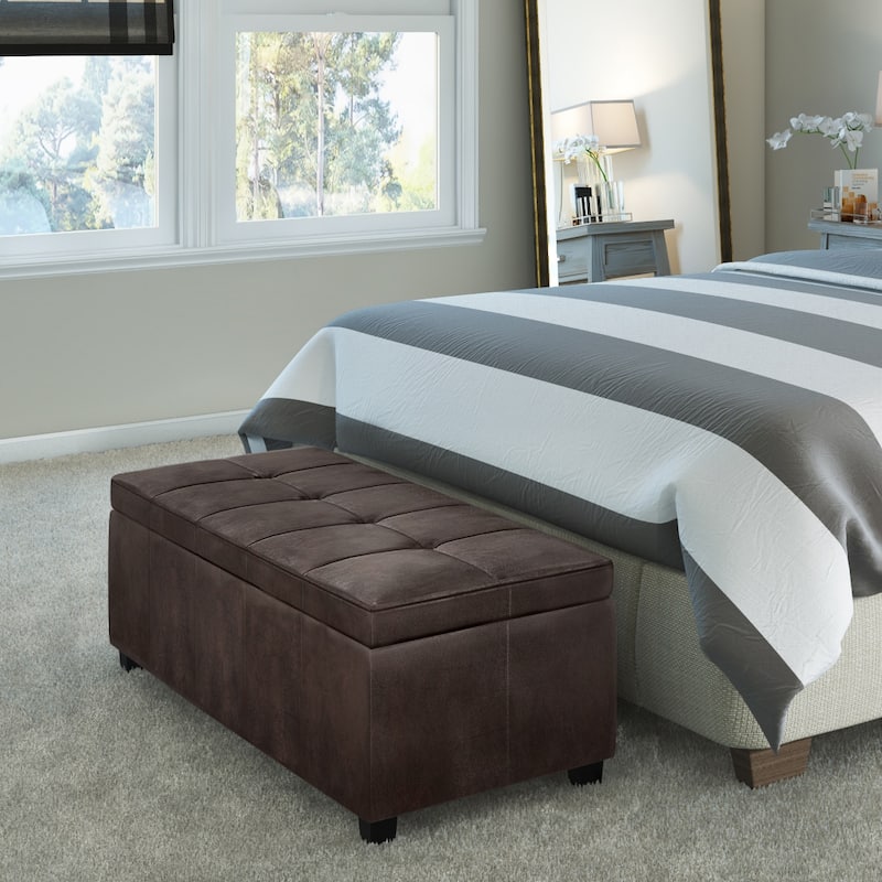 WYNDENHALL Cambridge 48 inch Wide Contemporary Rectangle Storage Ottoman