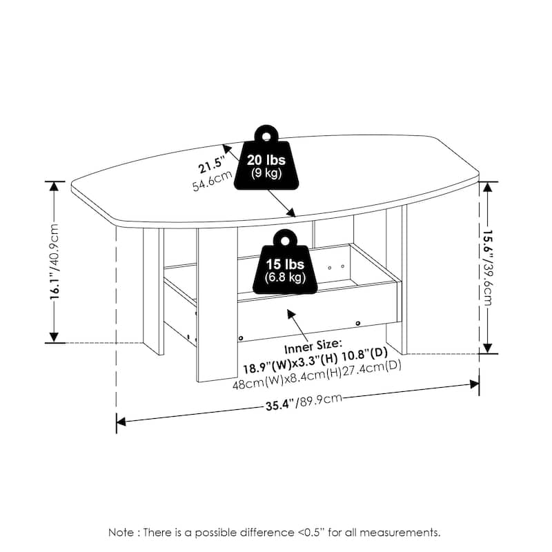 Furinno Simple Design Coffee Table with Storage Compartment, Espresso