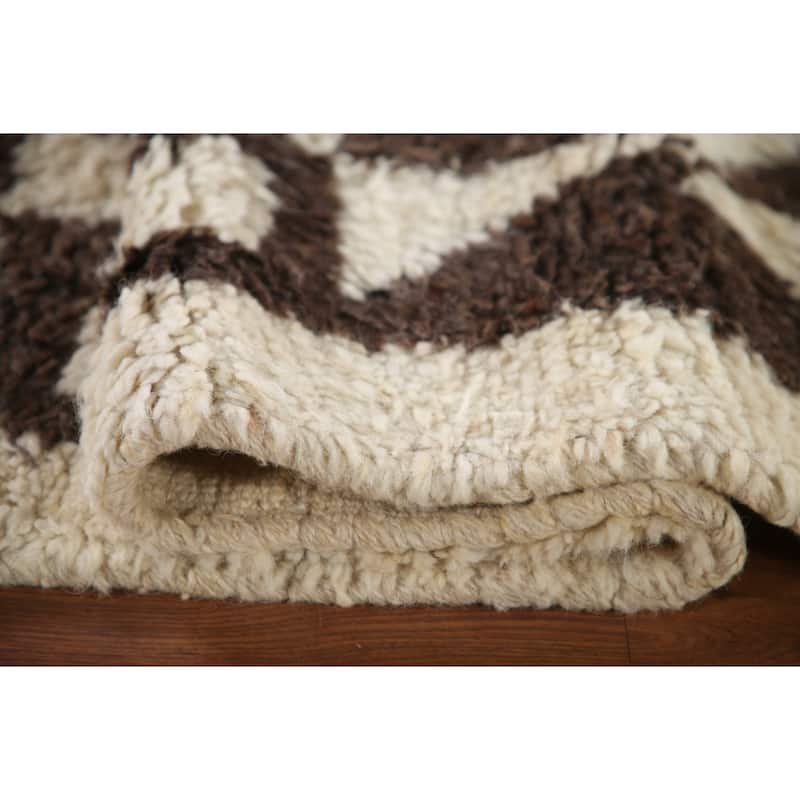 Anatolian Turkish Runner Rug Handmade Geometric Beige Wool Carpet - 3'3"x 12'5"