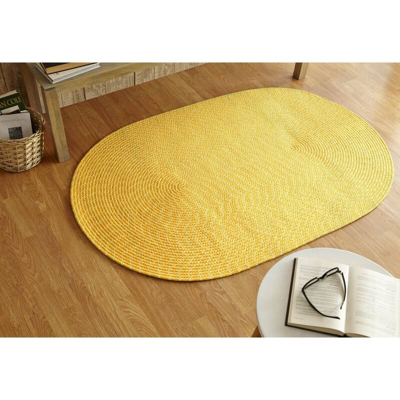 Better Trends Sunsplash Braid 100% Polypropylene Stain Resistant & Double Sided Reversible Indoor-Outdoor Area Utility Rug - 60" x 96" Oval - Yellow