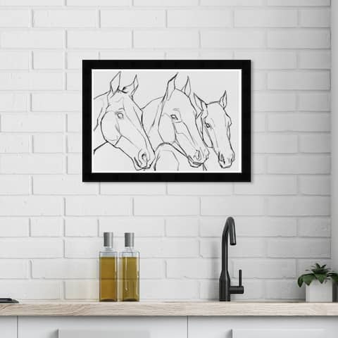 Wynwood Studio 'Stallion Sketch II' Animals Gray Wall Art Framed Print