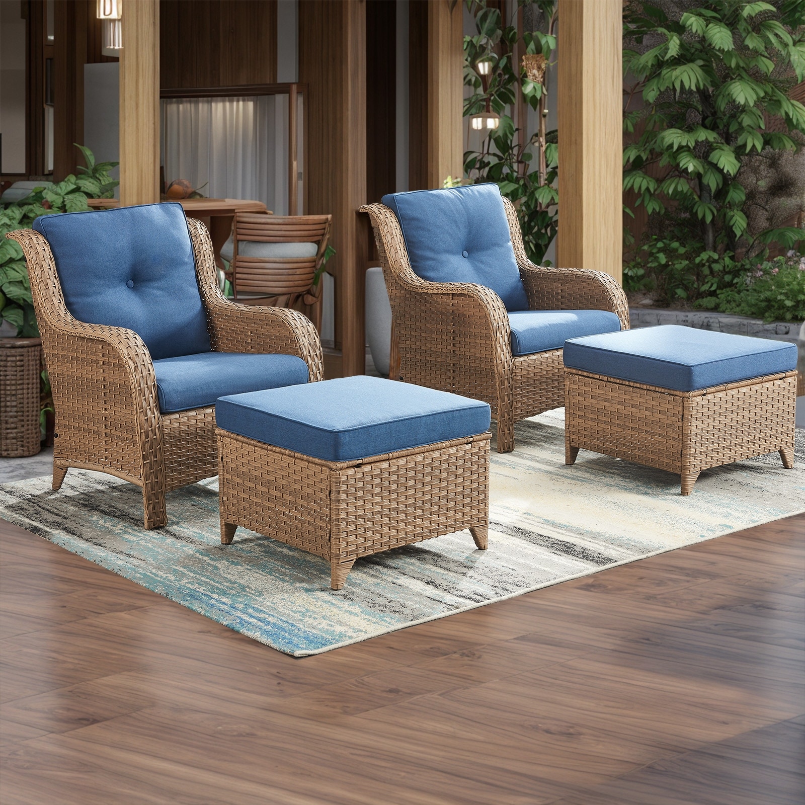 Gymojoy Outdoor Chairs with Ottoman Set of 4