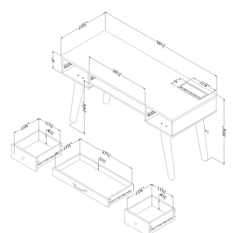 South Shore Helsy Computer Desk with Power Bar