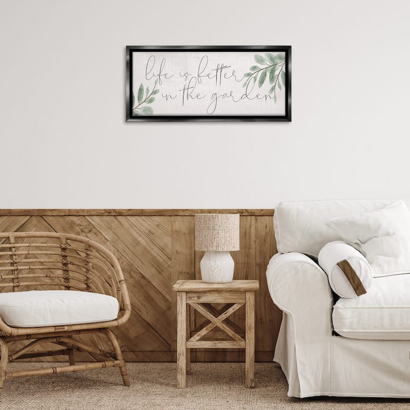Stupell Life Is Better in Garden Framed Floater Canvas Wall Art Design By Lil' Rue