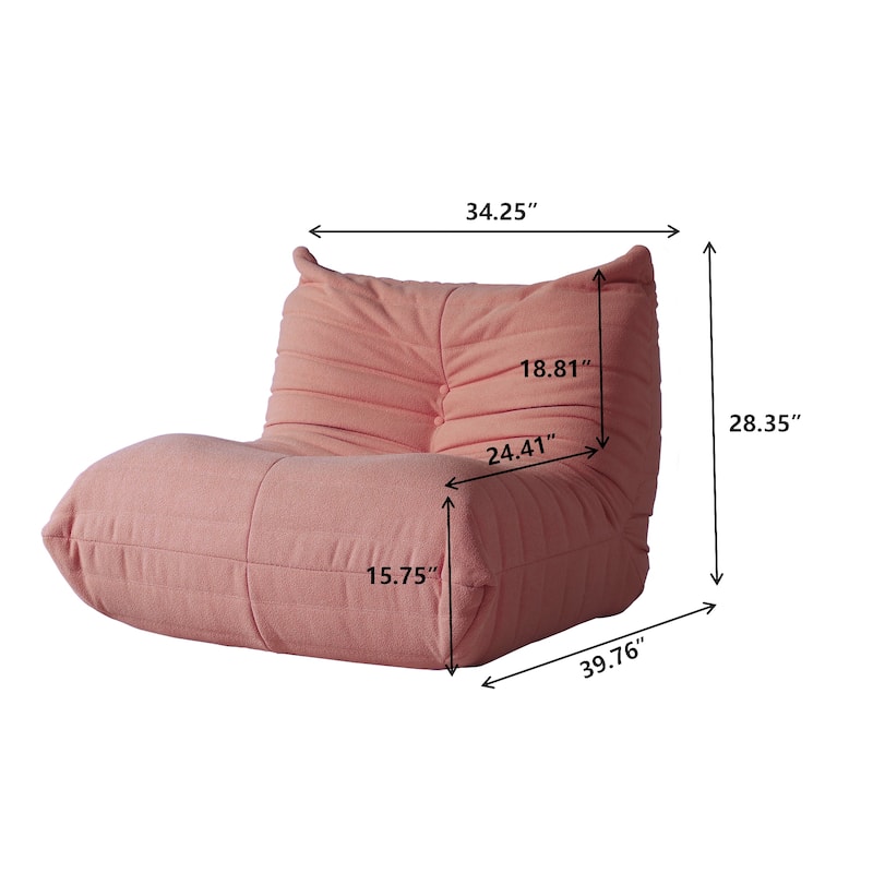 Single Lazy Sofa Teddy Fabric Soft Sponge Lounger Bean Bag Chair
